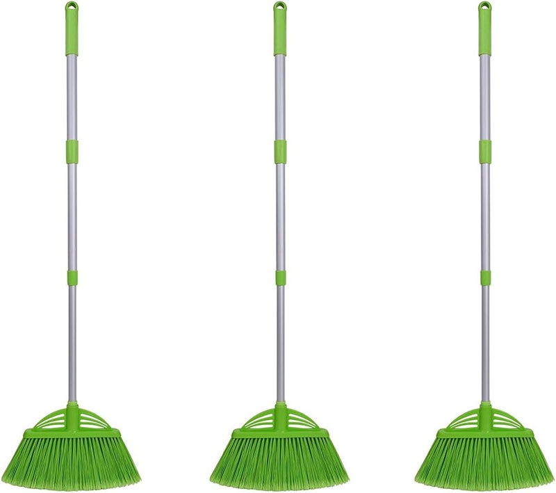 Xifando Three-Section Telescopic Aluminum Alloy Rod Long-Handled Broom for Housekeeping Garden Camping Outdoor&Indoor, 3 CPS Green - Image 1
